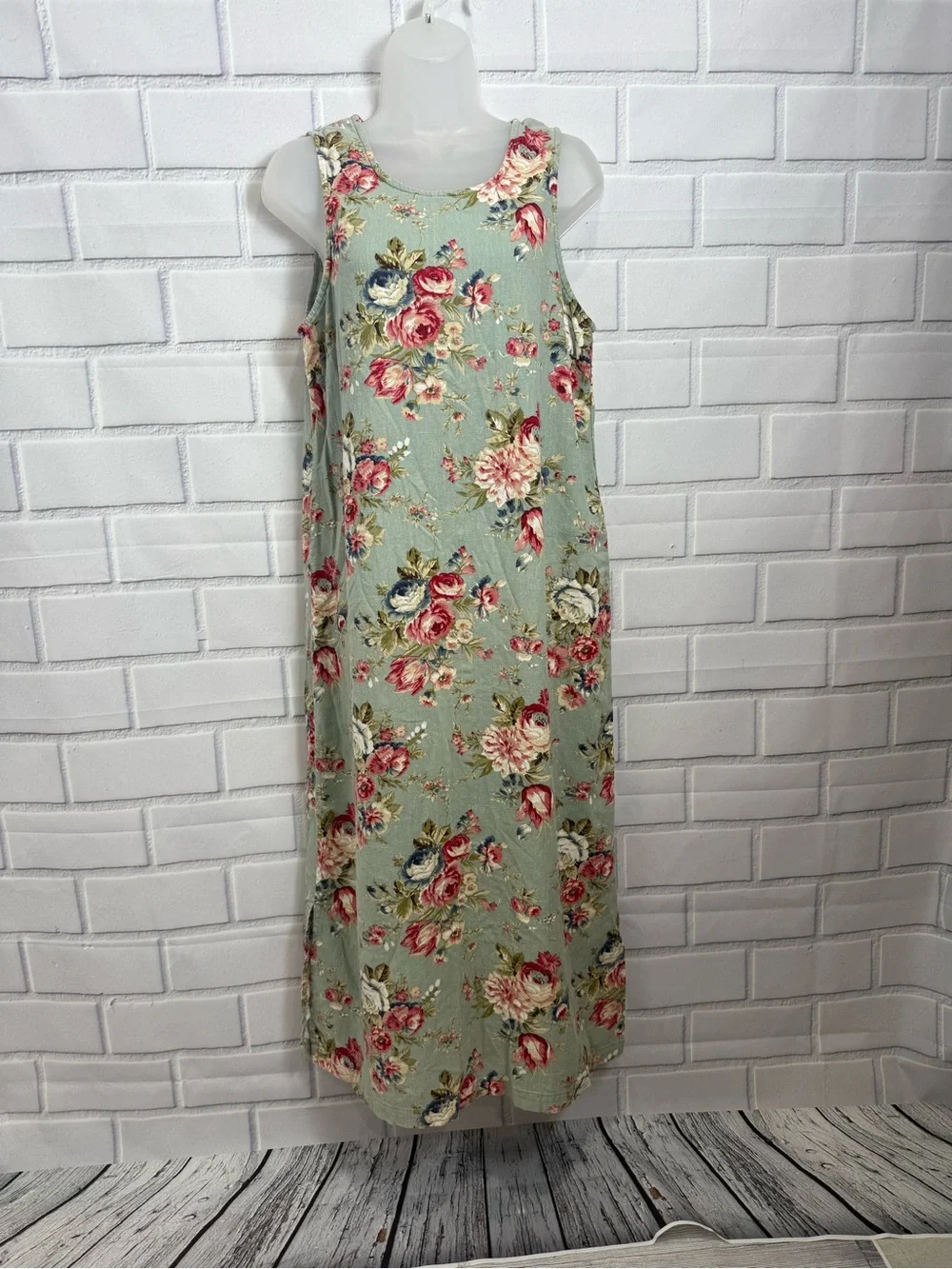 Floral Maxi Dress Sleeveless Side Slit romantic bohemian Cottagecore Boho Size L